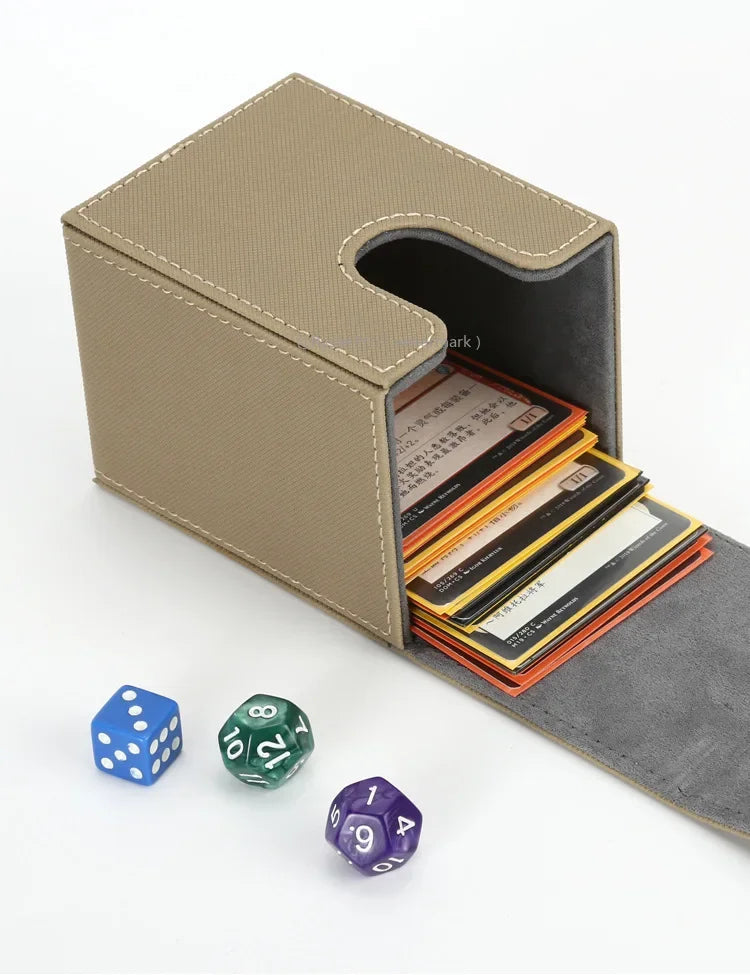 Vertical PU Leather Card Deck Box – Fits 100+ Sleeved Cards with 2 Dividers