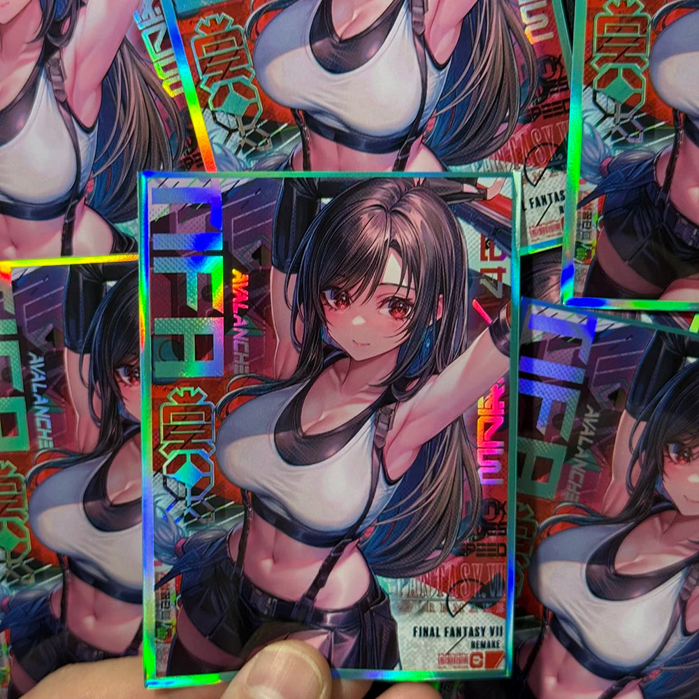 Tifa Lockhart Holographic Card Sleeves – 60PCS Anime Foil Protectors