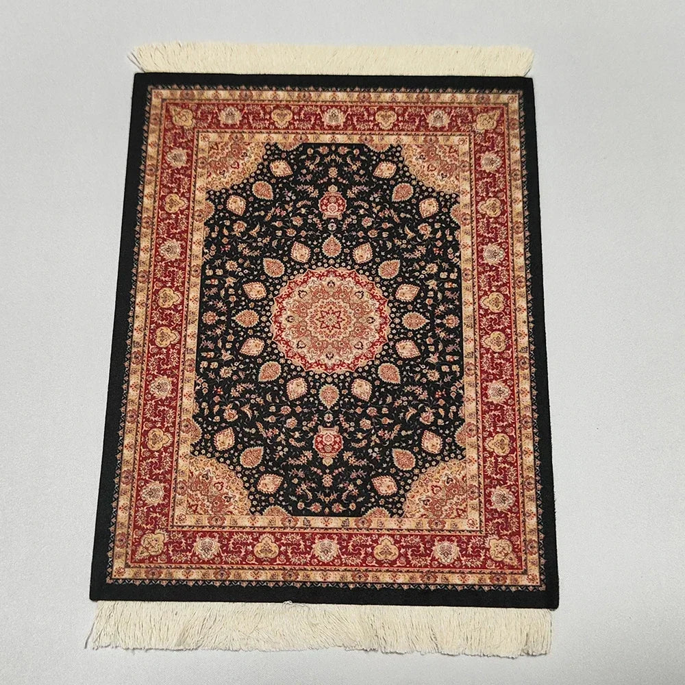 Woven Flower Persian Carpet Small Coaster Non-Slip Mouse Pad Desk Mat