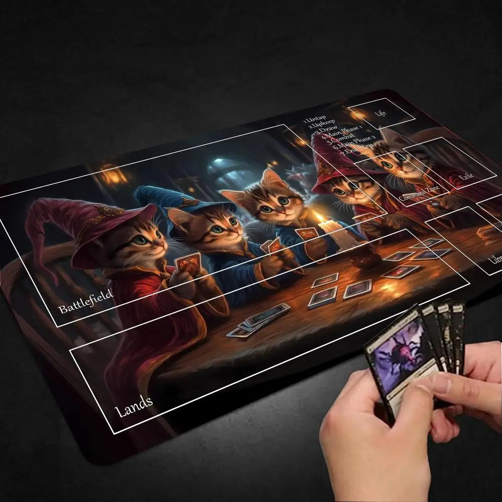 Cat Gaming Mouse Pad Playmat for MTG TCG CCG Card Battles Deskpad