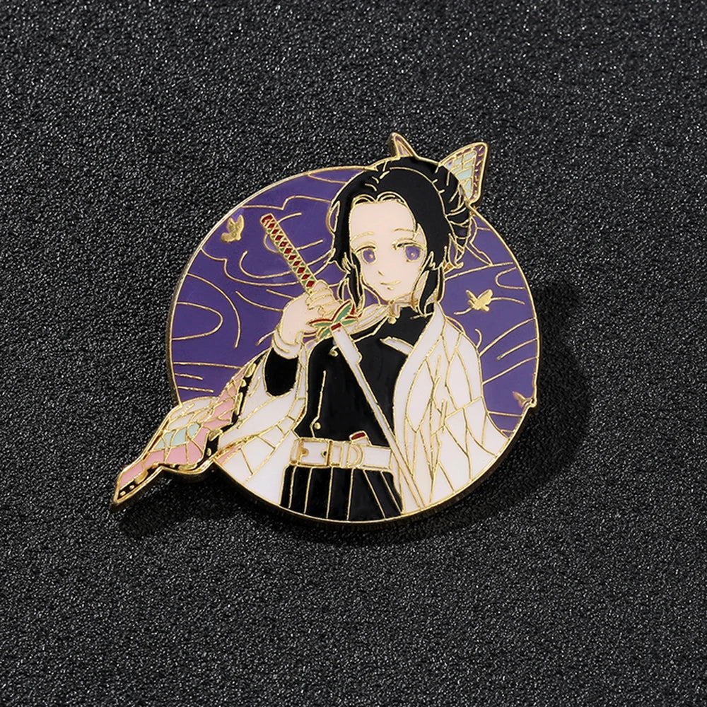 Shinobu Kocho Enamel Brooch – Demon Slayer Metal Badge