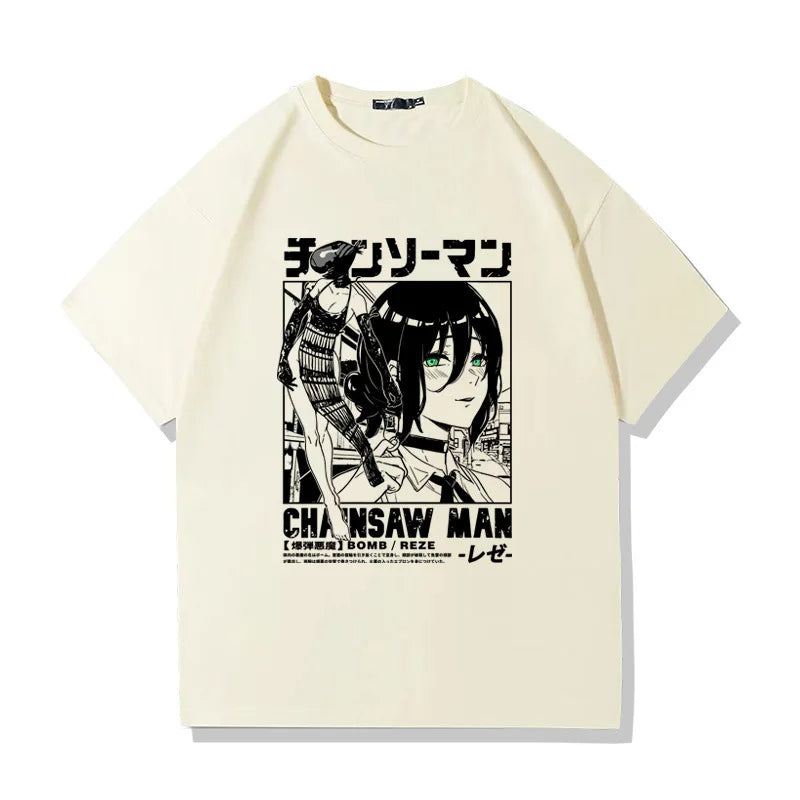 Chainsaw Man Reze T-Shirt – Bomb Devil Graphic Tee in Heather Gray (2025 Edition)