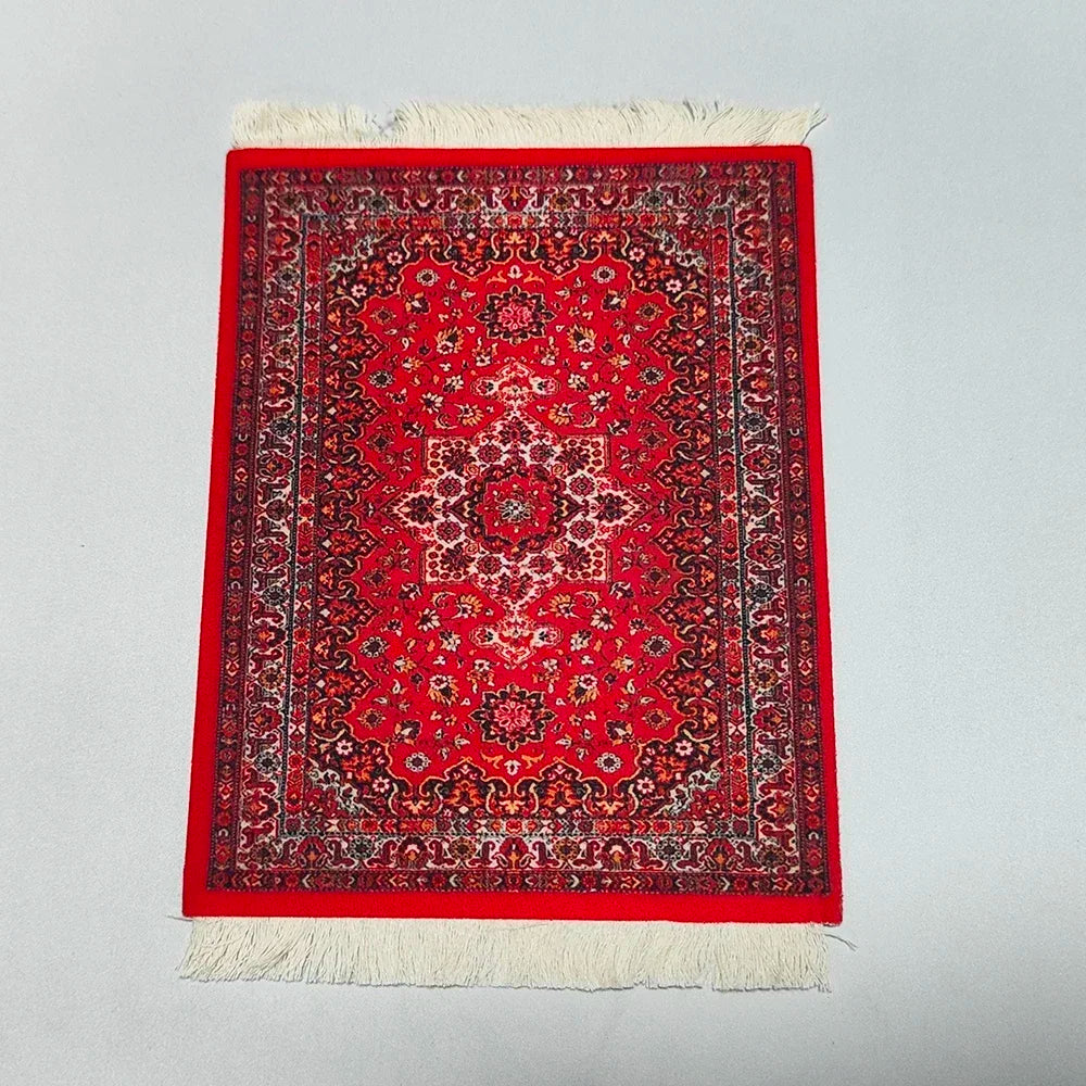 Woven Flower Persian Carpet Small Coaster Non-Slip Mouse Pad Desk Mat