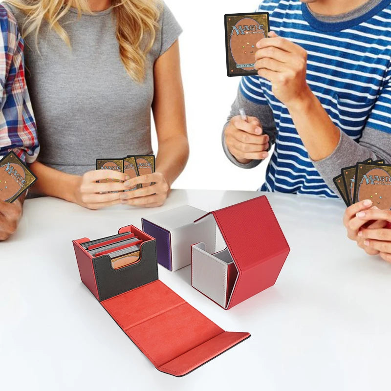PU Leather Card Deck Box – Fits 120+ Sleeved TCG Cards | Strong Magnetic Closure