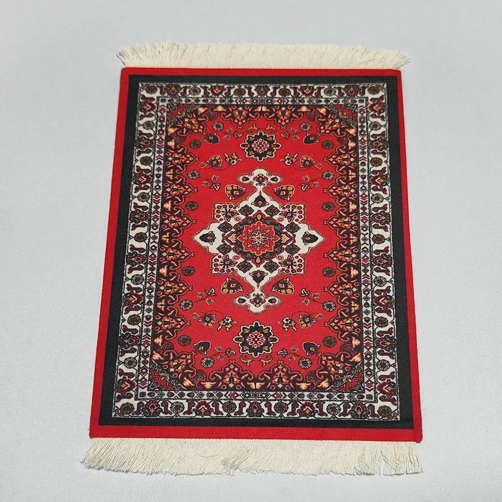 Woven Flower Persian Carpet Small Coaster Non-Slip Mouse Pad Desk Mat