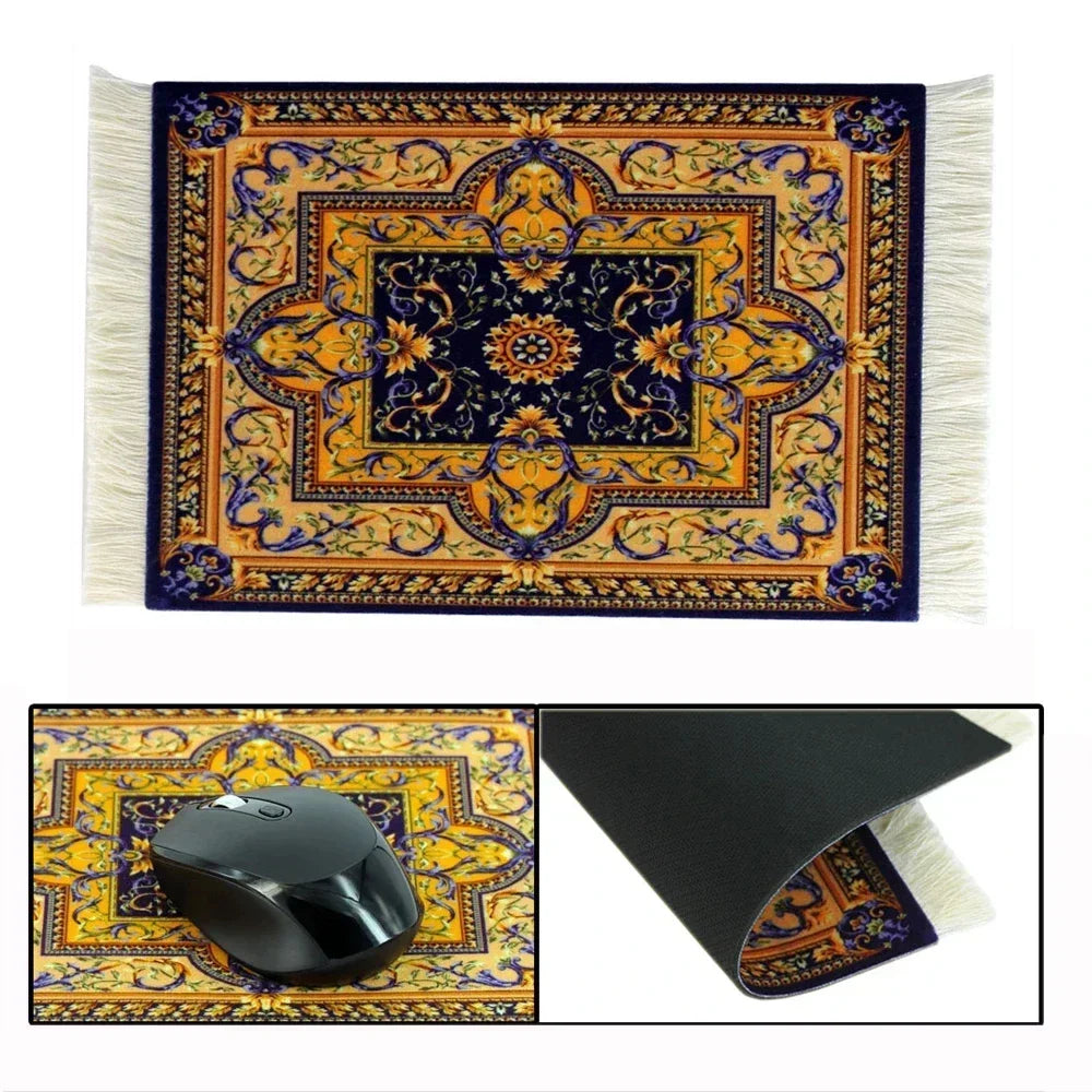 Woven Flower Persian Carpet Small Coaster Non-Slip Mouse Pad Desk Mat