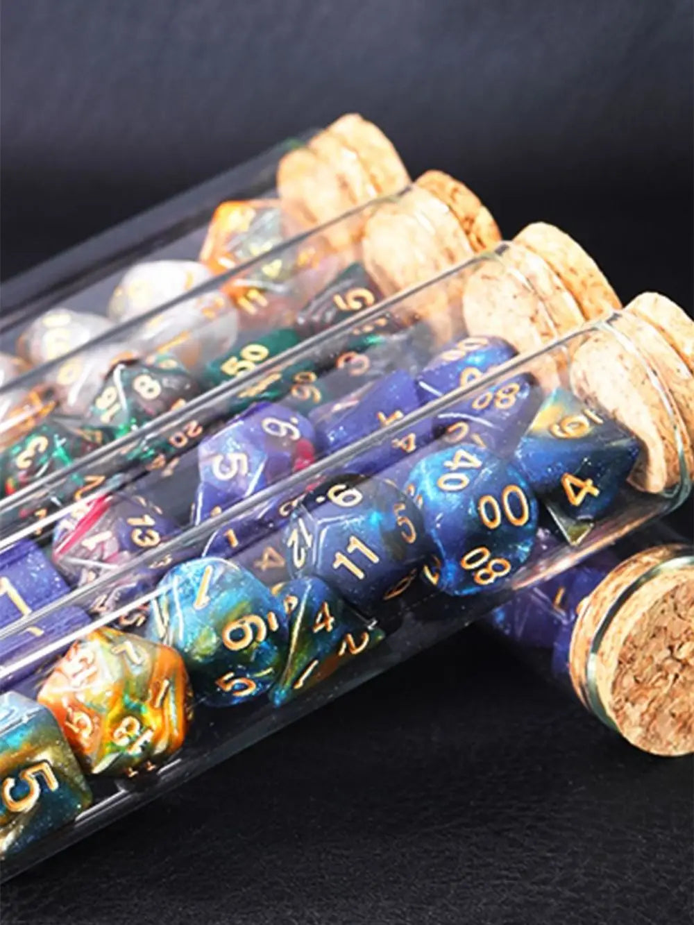 Transparent Polyhedral D&D Dice Set 7 Pieces RPG Fantasy Potion Flask