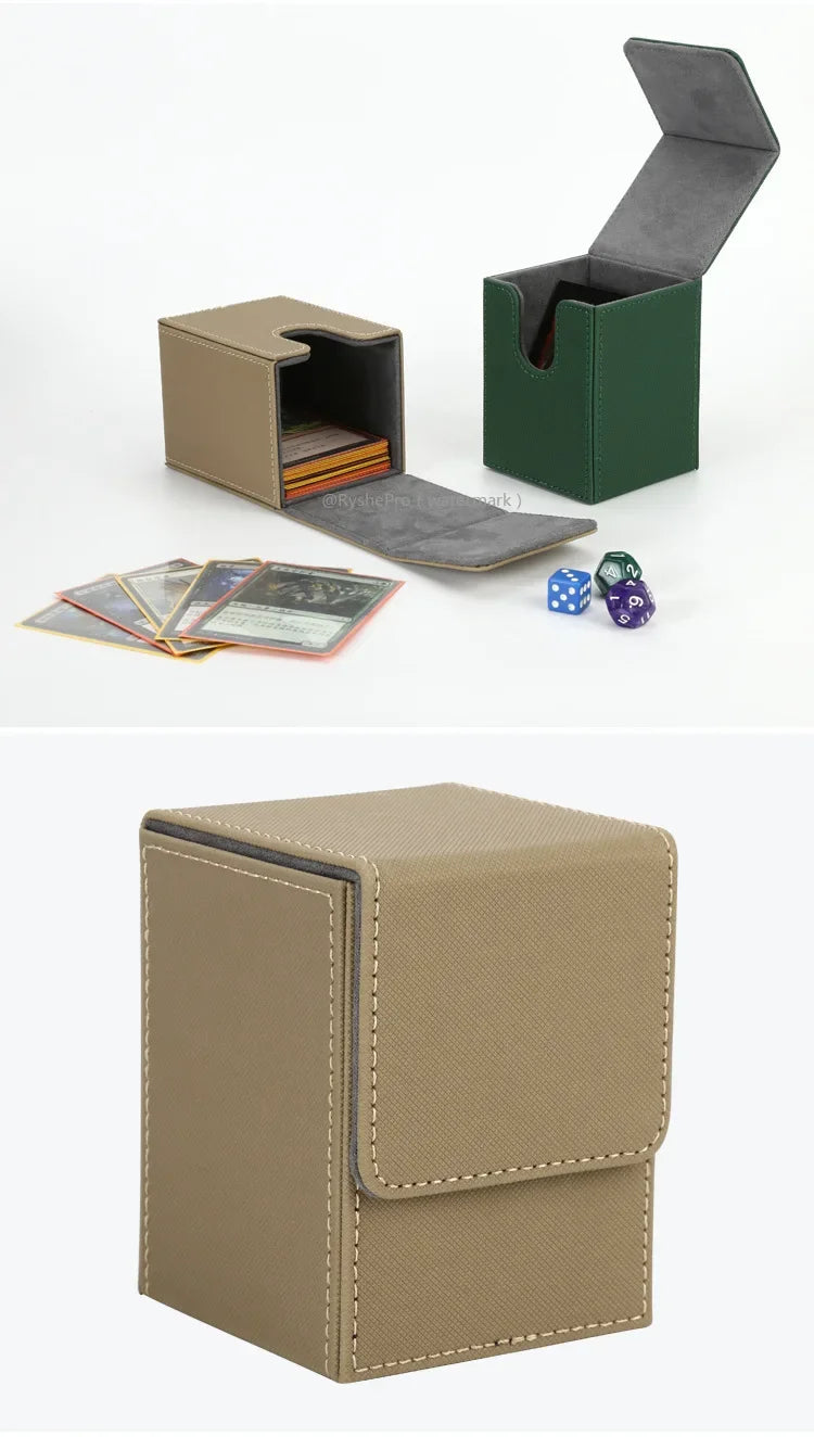 Vertical PU Leather Card Deck Box – Fits 100+ Sleeved Cards with 2 Dividers