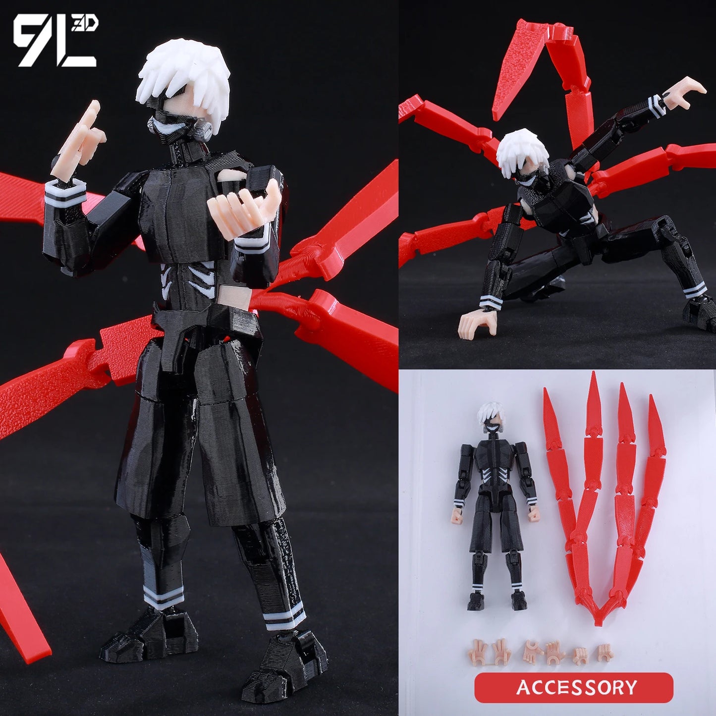 9L3D “Lucky Dummy 13” Ken Kaneki Figure – 5.5-Inch Tokyo Ghoul Kagune Model