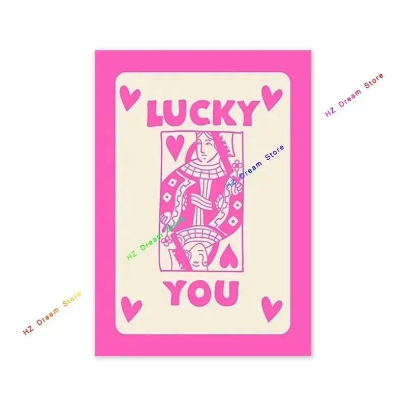 Trendy Retro Colorful Ace Card Lucky You Canvas Wall Art Print