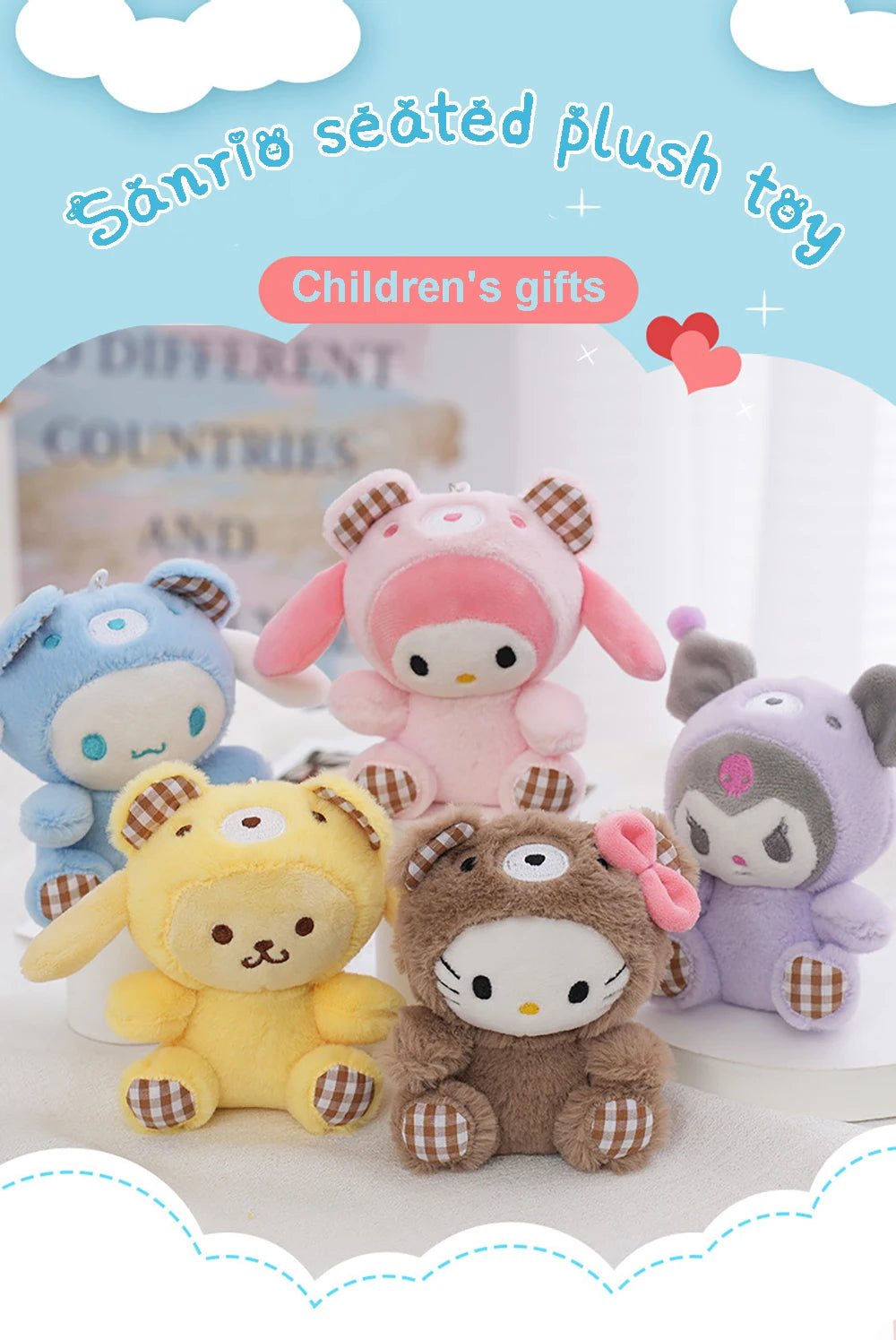 Sanrio Kawaii Plush Keychain Doll Hello Kitty My Melody Kuromi Cinnamoroll