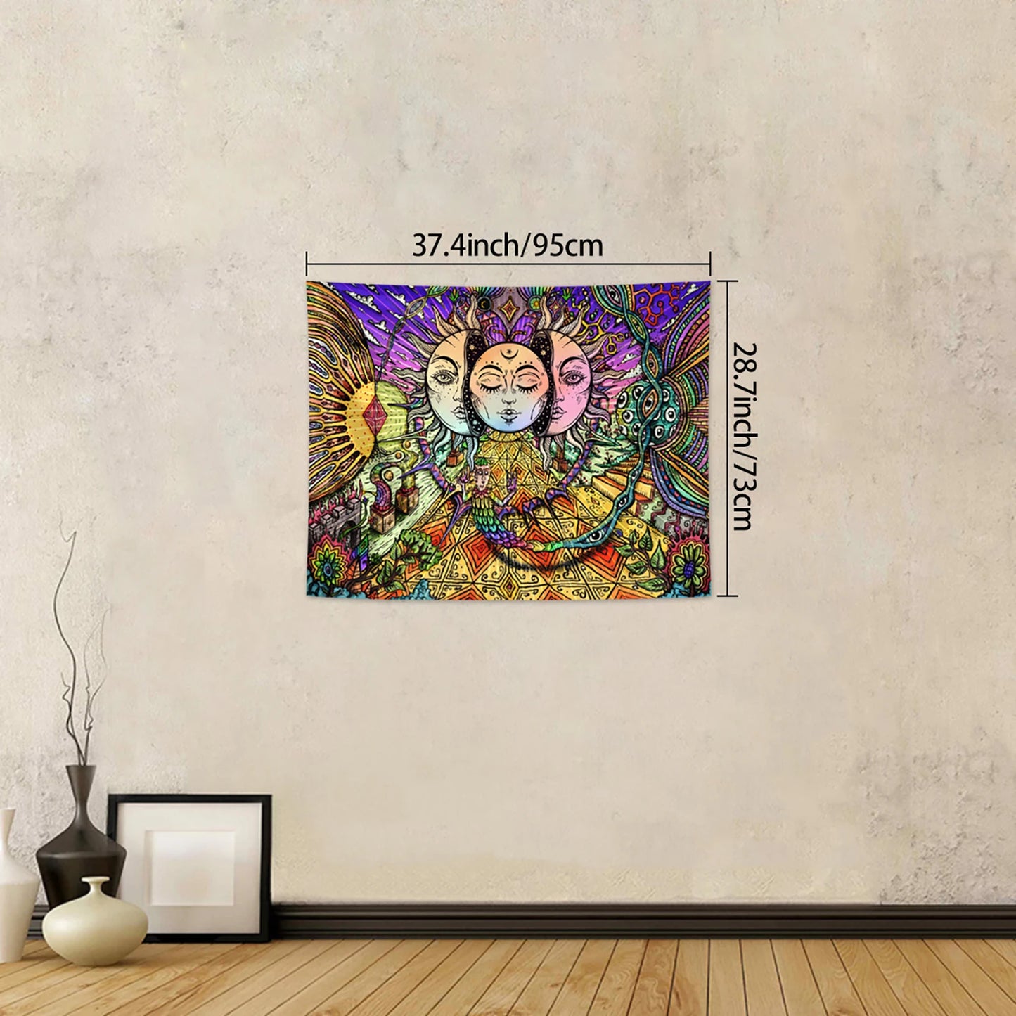 Sun Moon Tapestry Black White Tarot Card Wall Art Decor 1pc