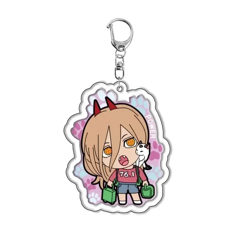 Chainsaw Man Power & Meowy Acrylic Keychain – 1.6 × 2.4-Inch Cat-Lover Charm