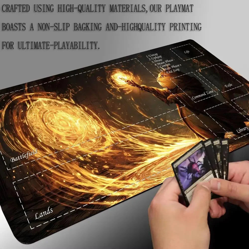 Magic Playmat Funny Cat Design Gaming Mat Anti-Slip Mousepad