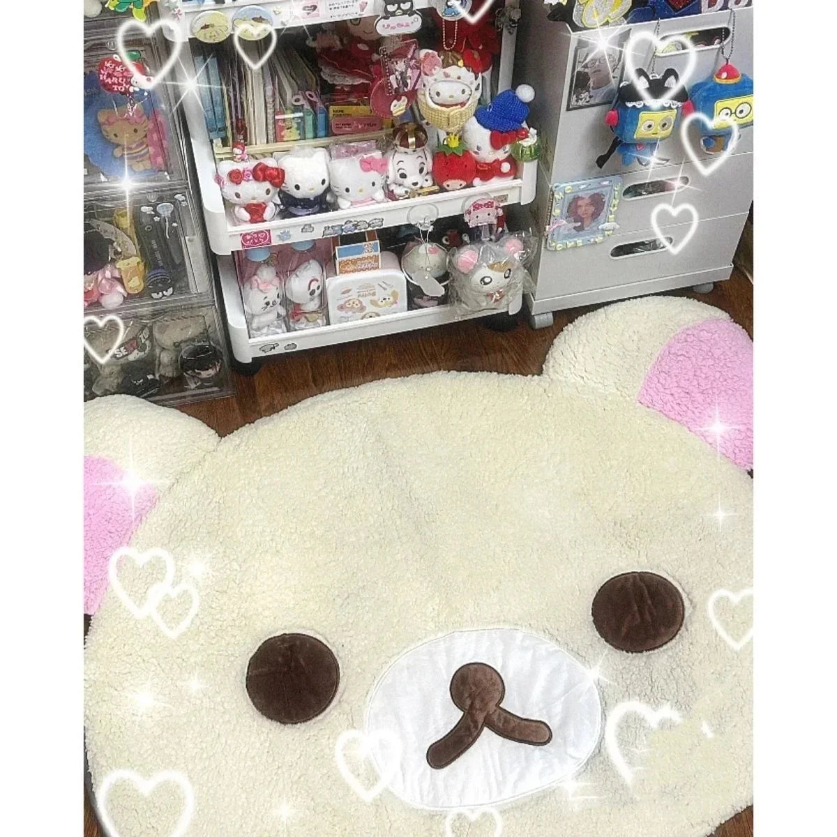Kuna Bear Rilakkuma Plush Carpet Soft Cartoon Floor Mat for Bedroom