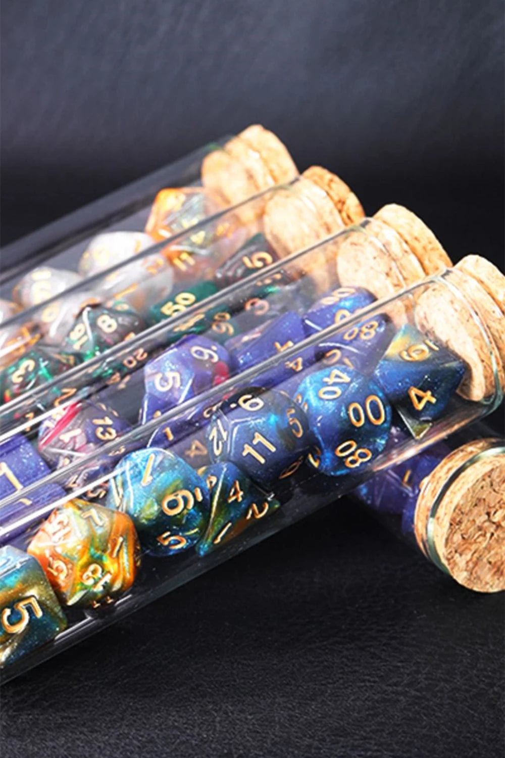 Transparent Polyhedral D&D Dice Set 7 Pieces RPG Fantasy Potion Flask