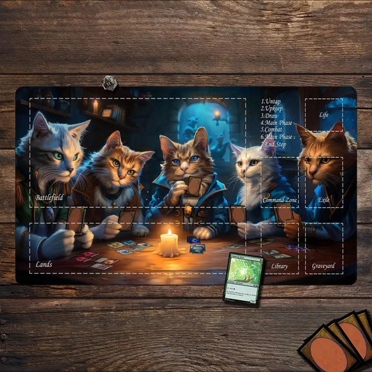 Magic Playmat Funny Cat Design Gaming Mat Anti-Slip Mousepad