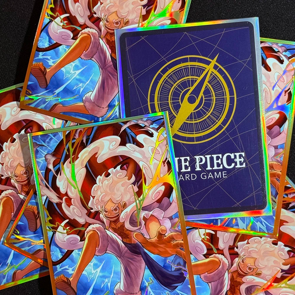 60PCS Luffy Card Sleeves Anime Holographic Foil Trading Card Protectors