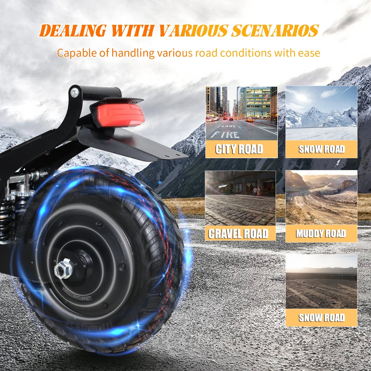 Arwibon Q30 Adult Electric Scooter 2500W 30MPH 48V16AH 11" Off-Road Folding E-Scooter
