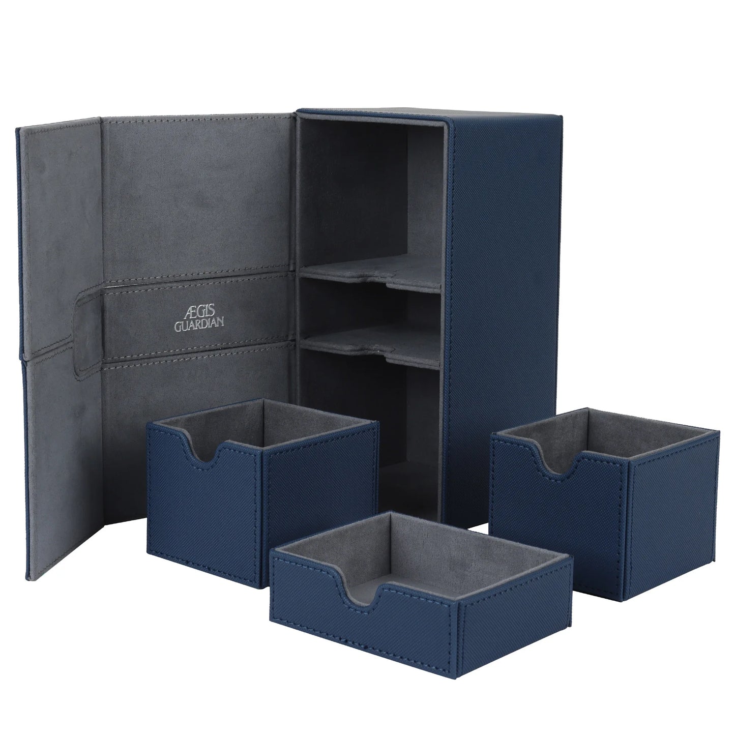 AEGIS GUARDIAN Commander Deck Box – 200+ Double-Sleeved TCG Card Case (Blue)