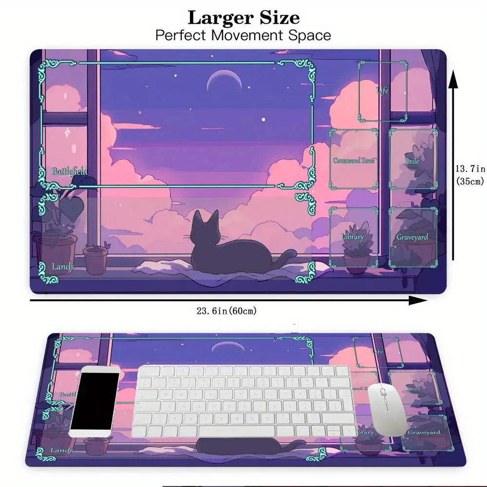 Cute Cat Kawaii Magic Playmat Gaming Mat for Card Battle 60x35cm