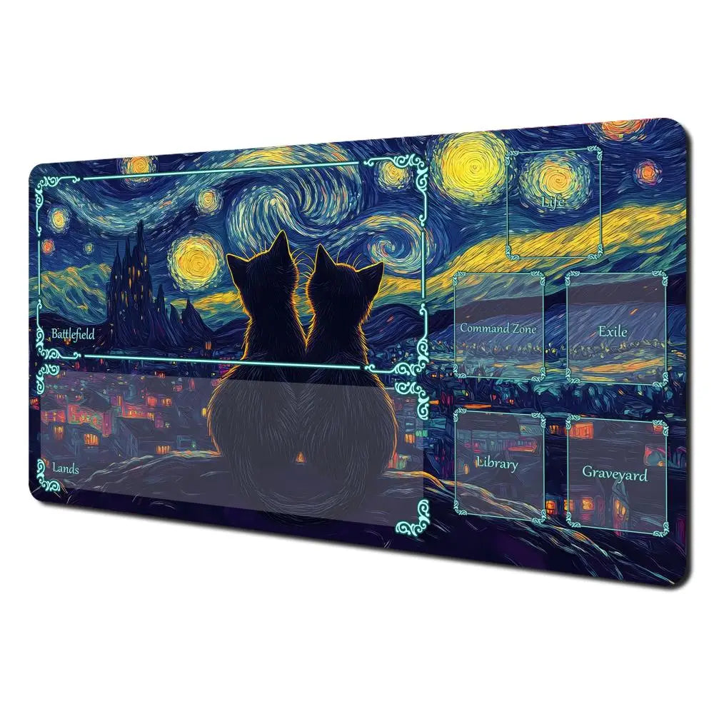 Magic Card Playmat Van Gogh Cat Anime TCG Gaming Mats Desk Mat