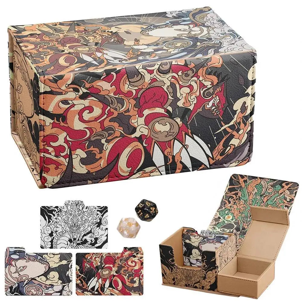 Card Deck Case for 100+ Trading Cards PU Magnetic Storage Box Holder