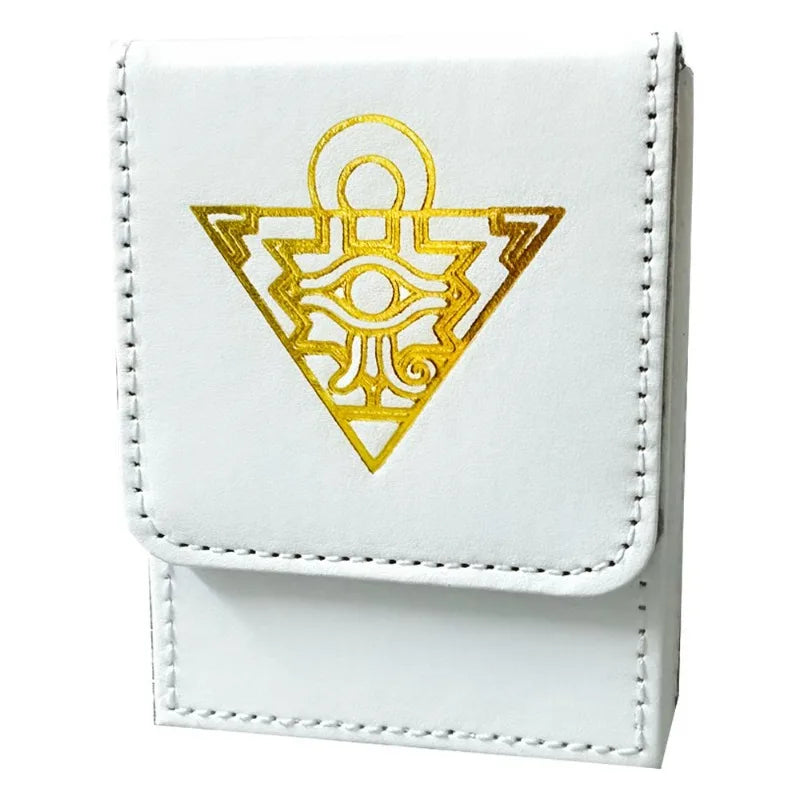 Millennium Puzzle Leather Yugioh Deck Box Gold Foil Design Card Case