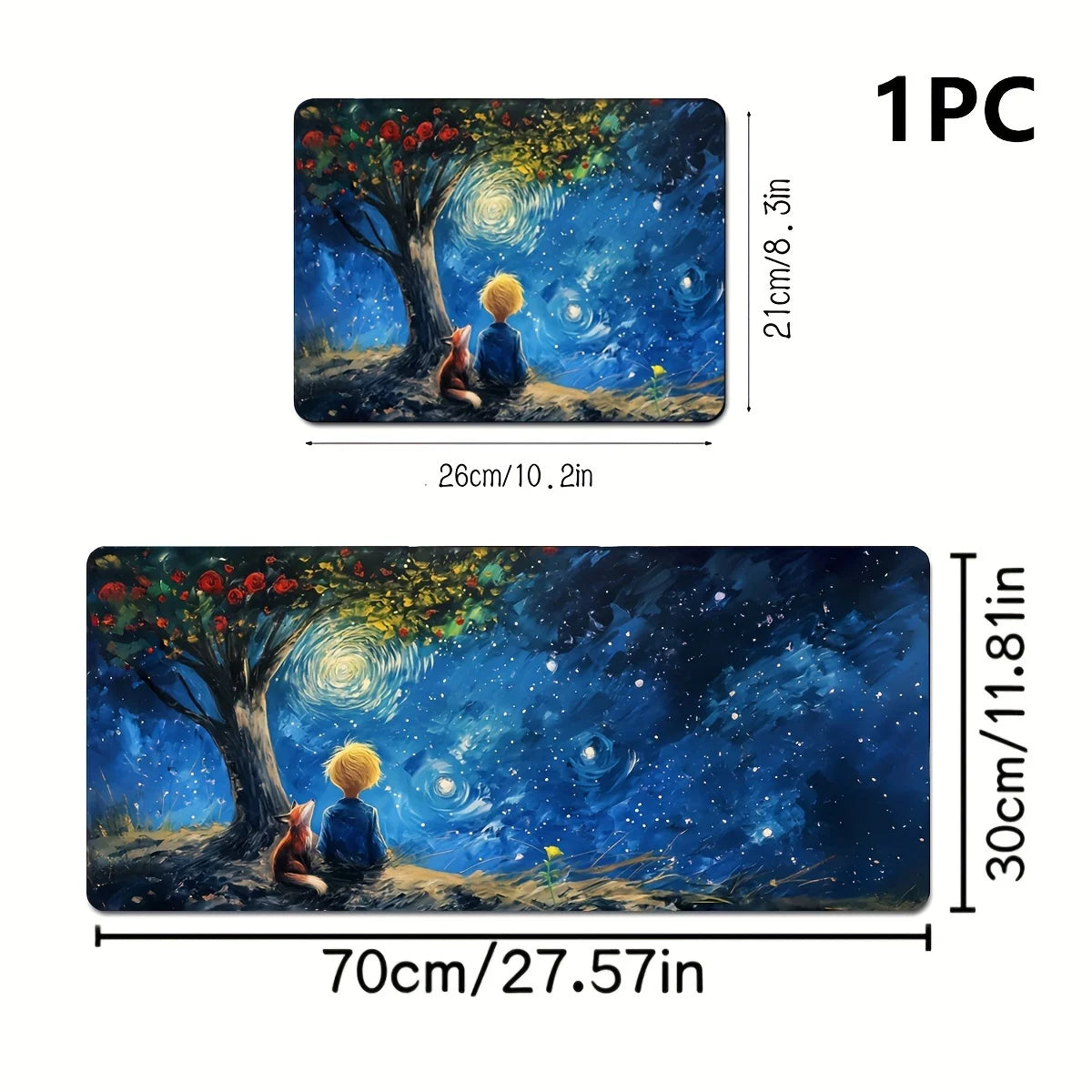 Starry Night Mouse Pad Van Gogh Gaming Office Mat Non-Slip Rubber