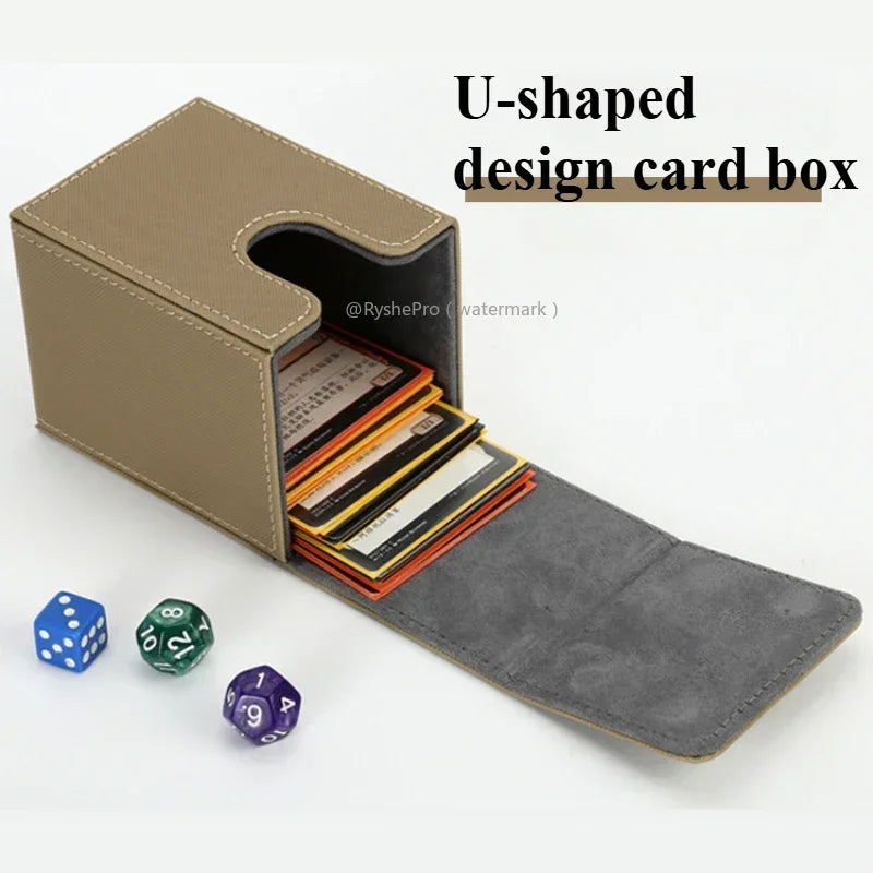 Vertical PU Leather Card Deck Box – Fits 100+ Sleeved Cards with 2 Dividers