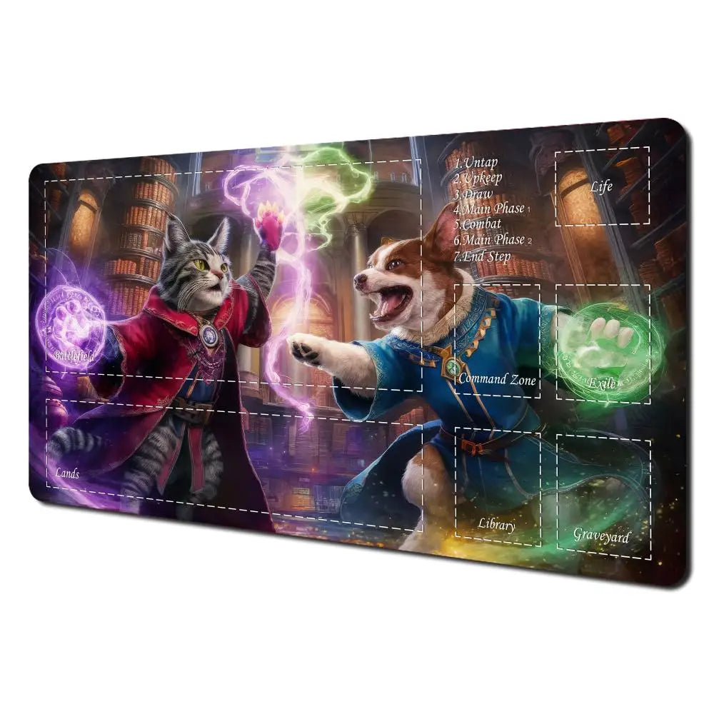 Magic Playmat Funny Cat Design Gaming Mat Anti-Slip Mousepad