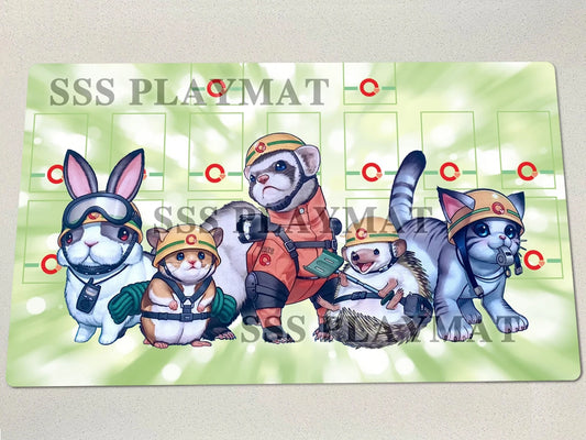**** YuGiOh Playmat Rescue Ferret Cat TCG CCG Gaming Pad Rubber Mousepad