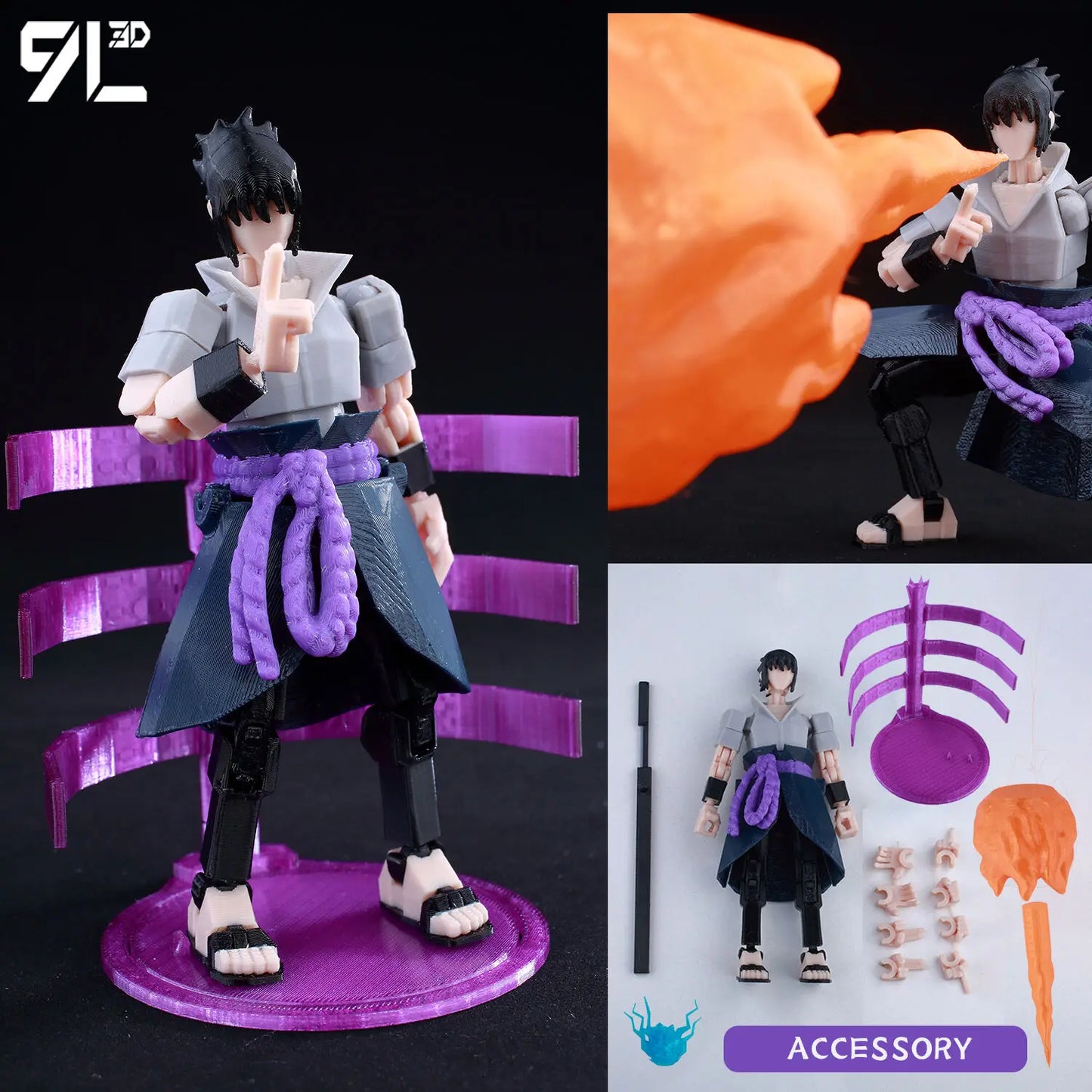 9L3D “Lucky Dummy 13” Sasuke (Susanoo Awakening) Figure – 5.5-Inch Naruto Action Model