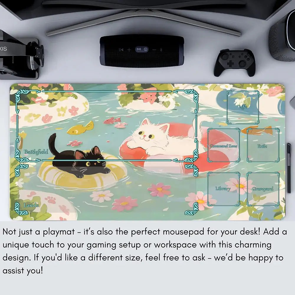 Cute Cat Kawaii Magic Playmat Gaming Mat for Card Battle 60x35cm