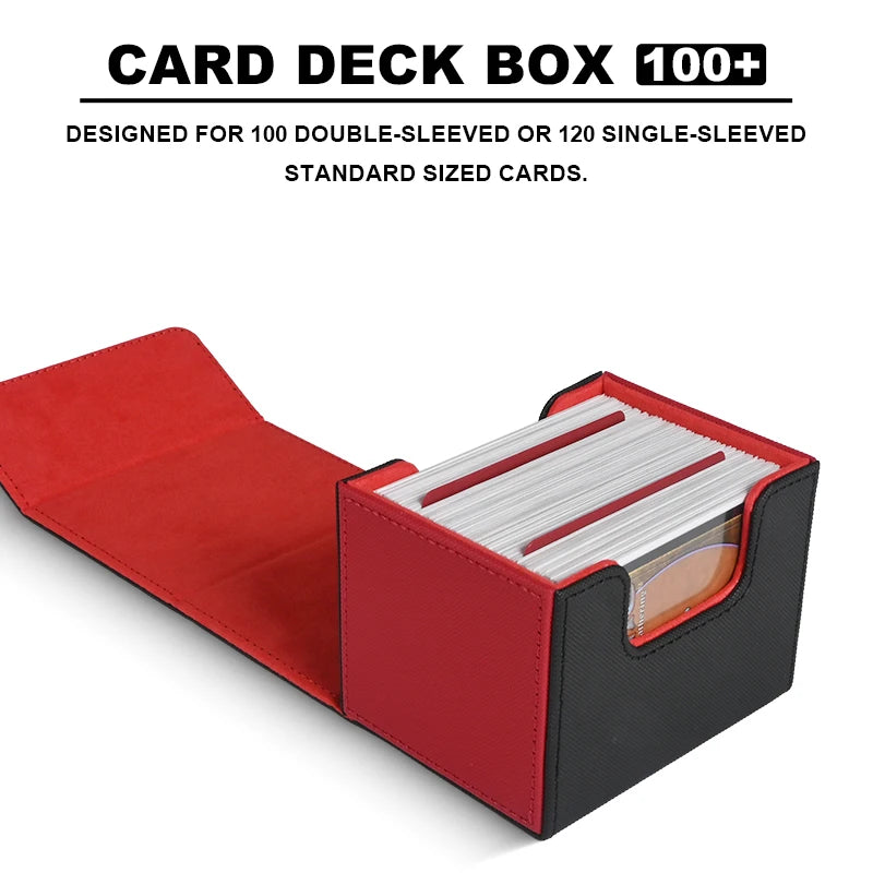 PU Leather Card Deck Box – Fits 120+ Sleeved TCG Cards | Strong Magnetic Closure