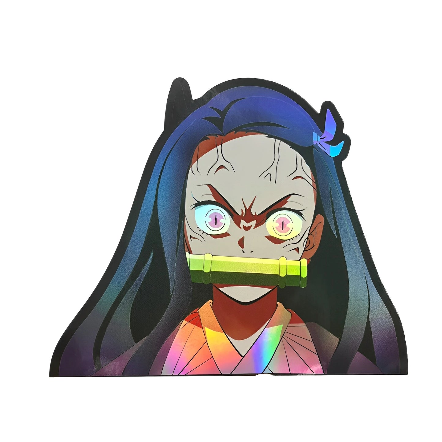 Nezuko Kamado Rage Mode Holographic Sticker – Demon Slayer Anime Decal