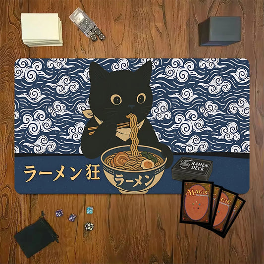 Cat Eat Ramen MTG Game Mat Non-Slip Playmat for TCG RPG Cards