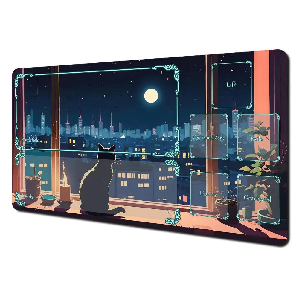 Cute Cat Kawaii Magic Playmat Gaming Mat for Card Battle 60x35cm