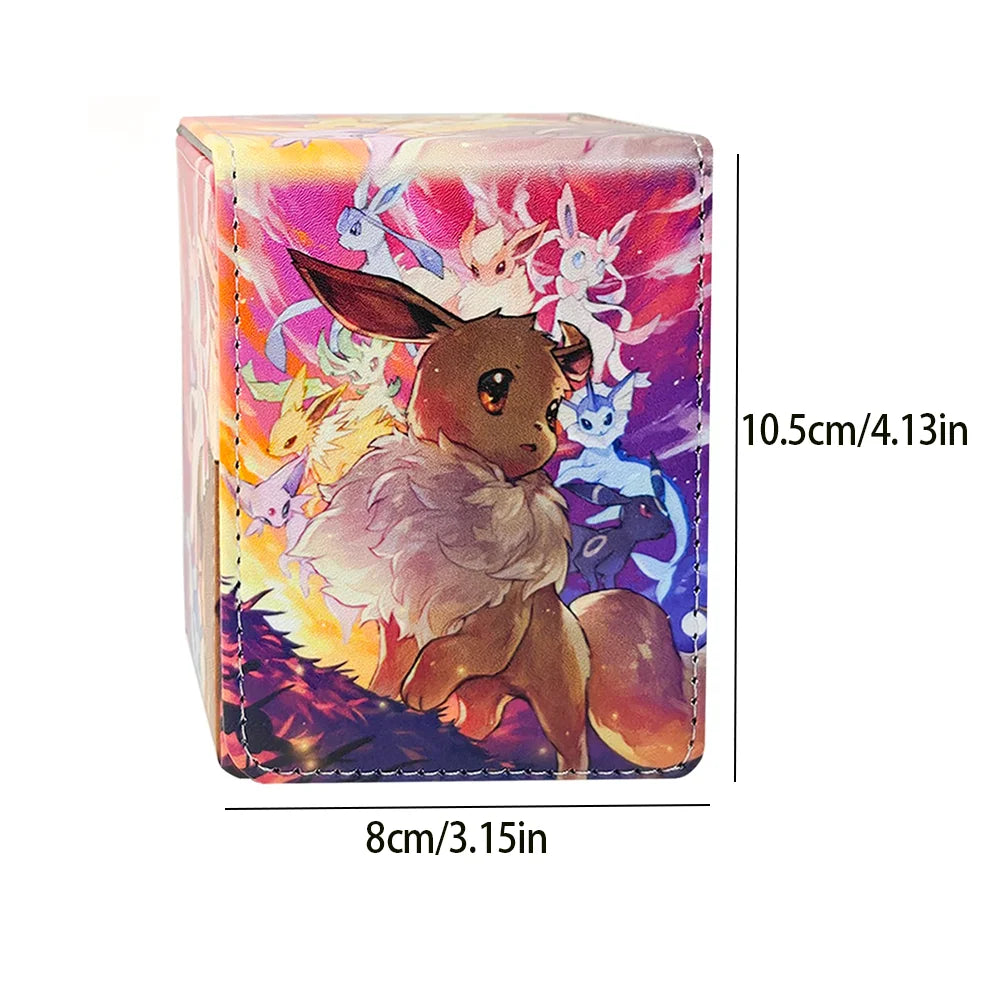 Premium Imitation Leather Pokemon Card Box Holds 100+ TCG Cards