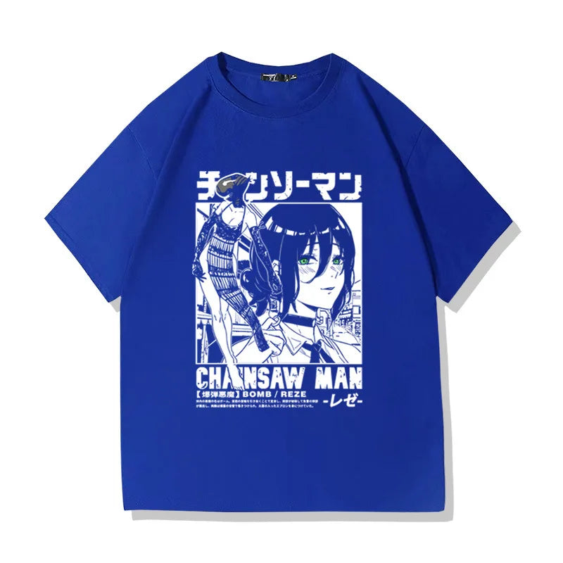 Chainsaw Man Reze T-Shirt – Bomb Devil Graphic Tee in Heather Gray (2025 Edition)