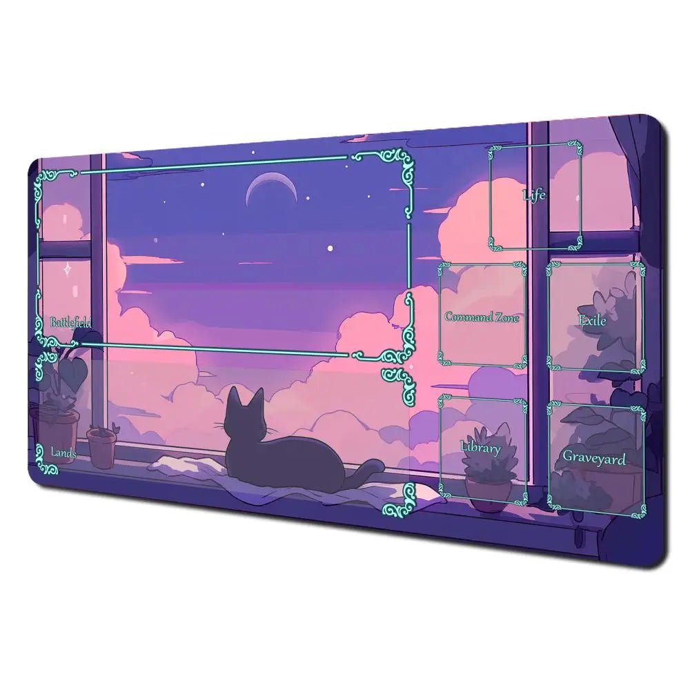 Cute Cat Kawaii Magic Playmat Gaming Mat for Card Battle 60x35cm