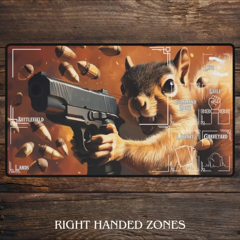 Squirrel Gun Playmat for MTG Fans Funny Anime Desk Mat Magic Card Games