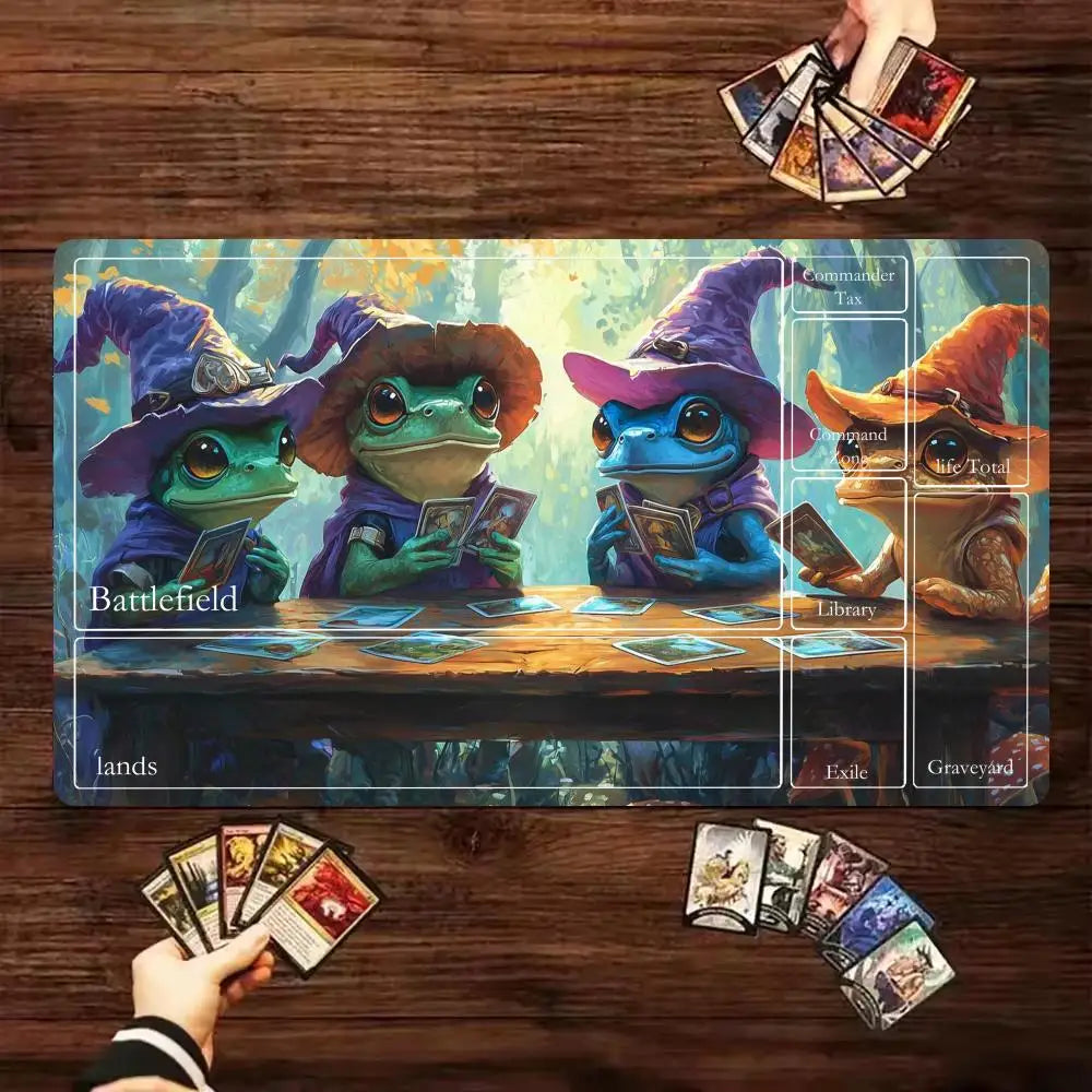 Frog Wizard Mouse Pad Magic Zones Game Mat for MTG TCG Card Battle