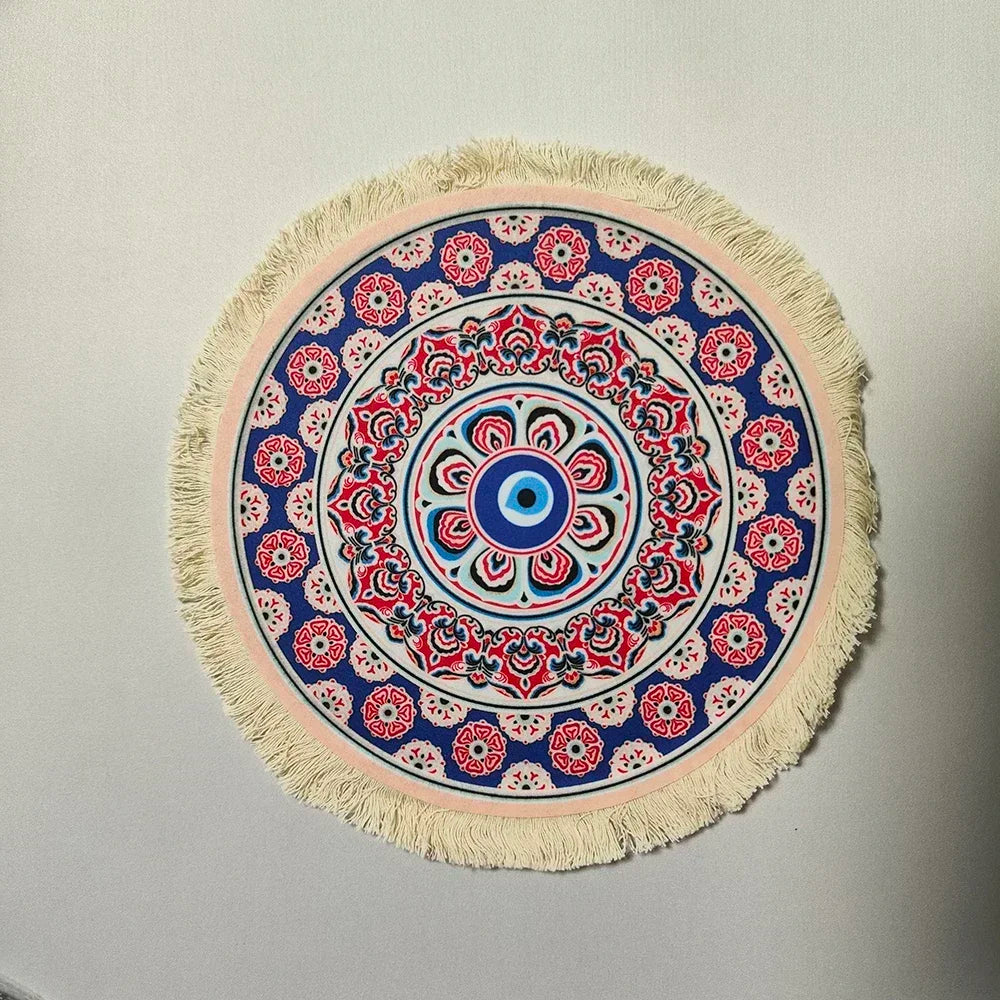Woven Flower Persian Carpet Small Coaster Non-Slip Mouse Pad Desk Mat