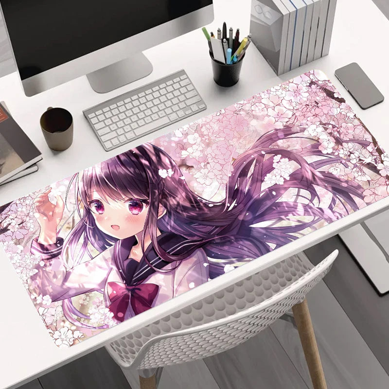 Cherry Blossom Girl XXL Anime Mouse Pad (35"x16")