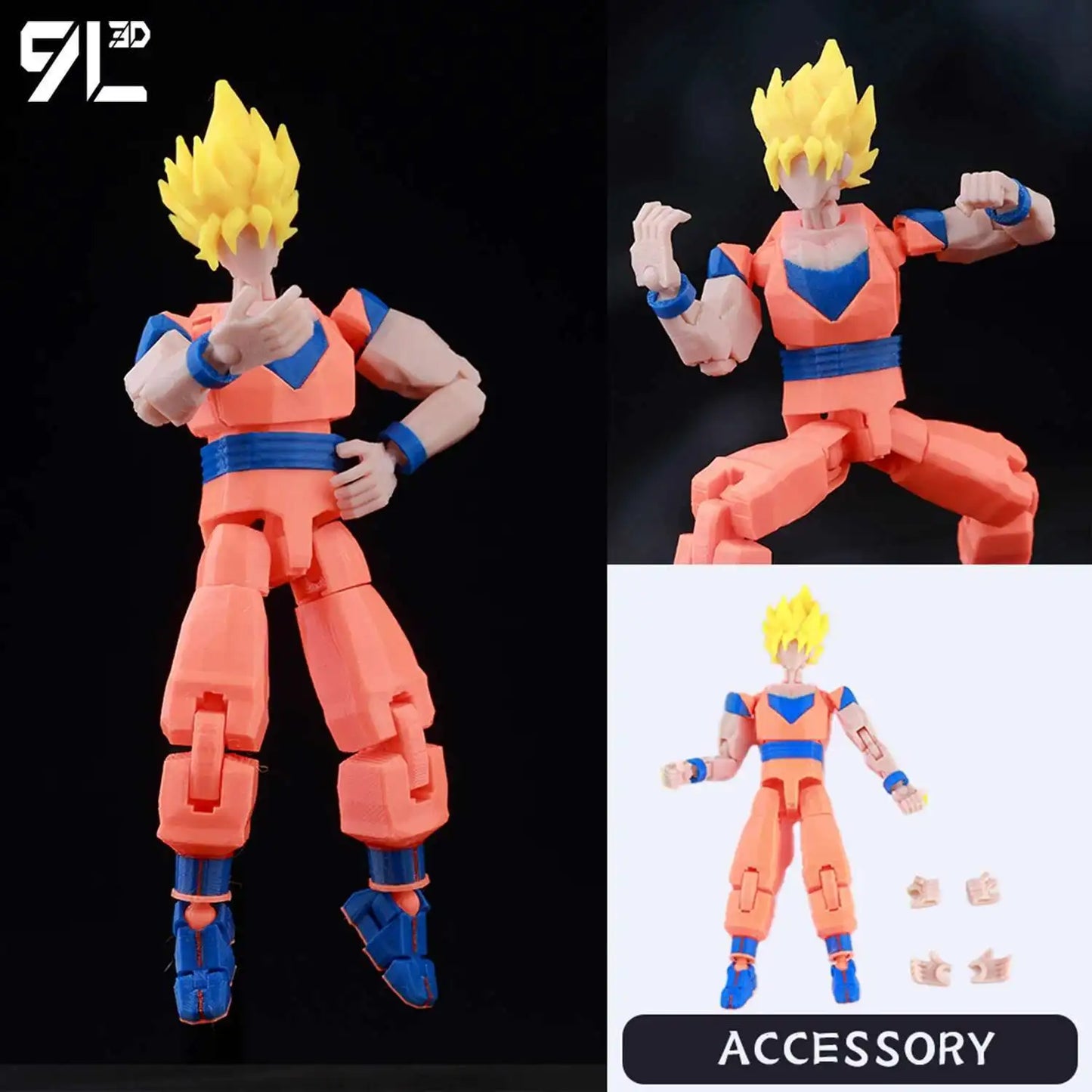 9L3D “Lucky Dummy 13” Super Saiyan-Style Action Figure – 5.5 in Multi-Jointed Poseable Model