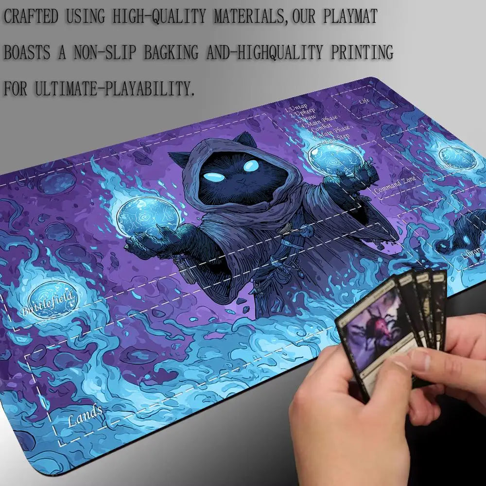 Magic Card Playmat Purple Cat Gaming Mat MTG TCG Commander Battle