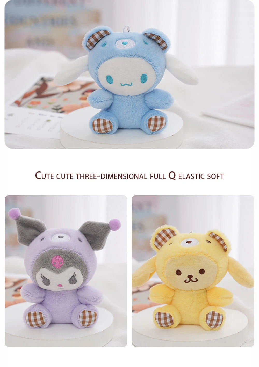 Sanrio Kawaii Plush Keychain Doll Hello Kitty My Melody Kuromi Cinnamoroll