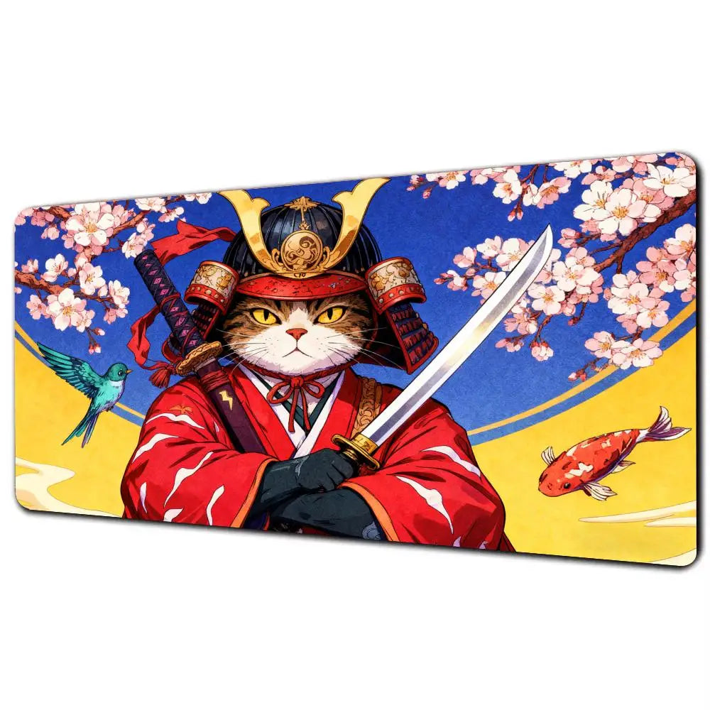 Ukiyo-e Samurai Cat MTG Playmat Non-Slip Durable 35X60CM Gaming Mat