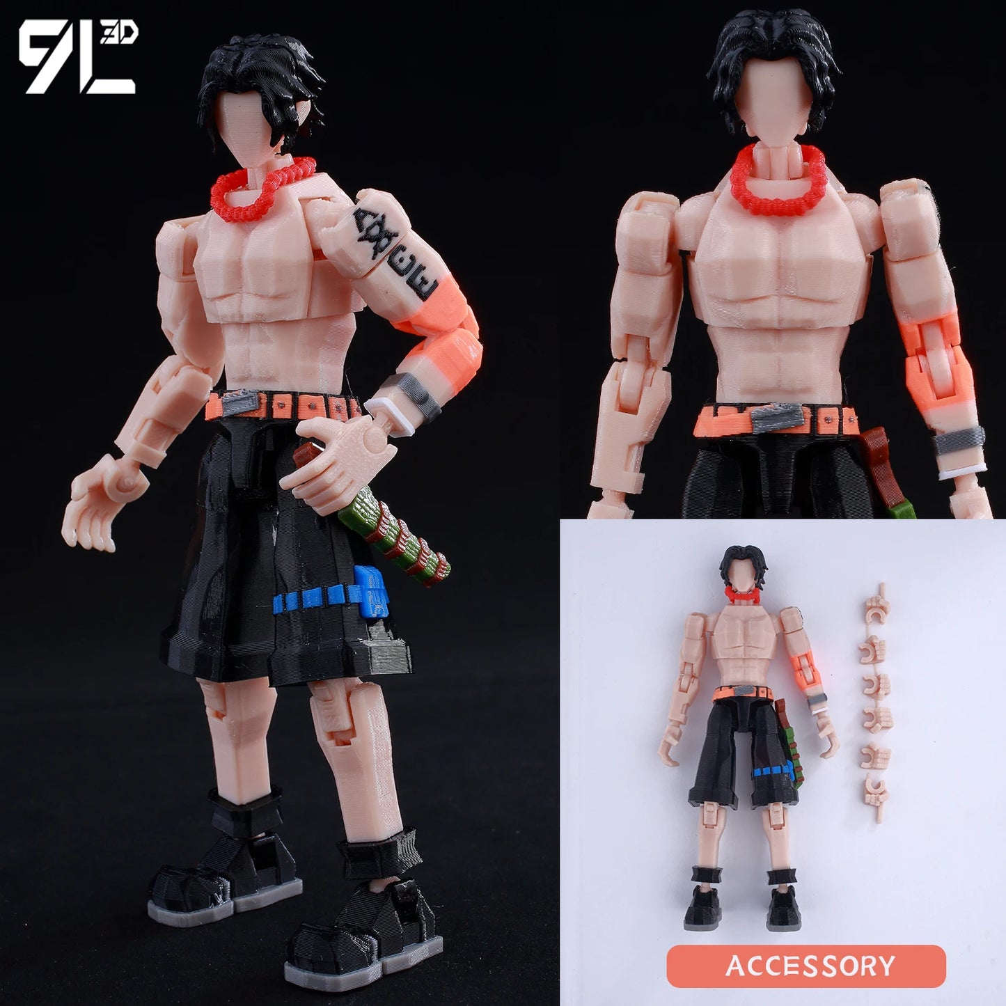 9L3D “Lucky Dummy 13” Portgas D. Ace (Base Edition) Figure – 5.5-Inch One Piece Action Model